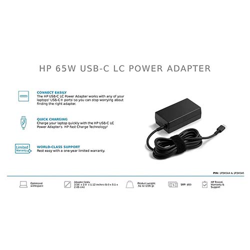 Stille plisseret bænk Buy HP 65W USB-C LC Power Adapter Online